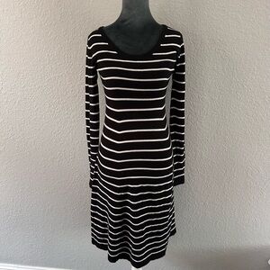 Zara Black & White Striped A-Line Dress – Size Medium